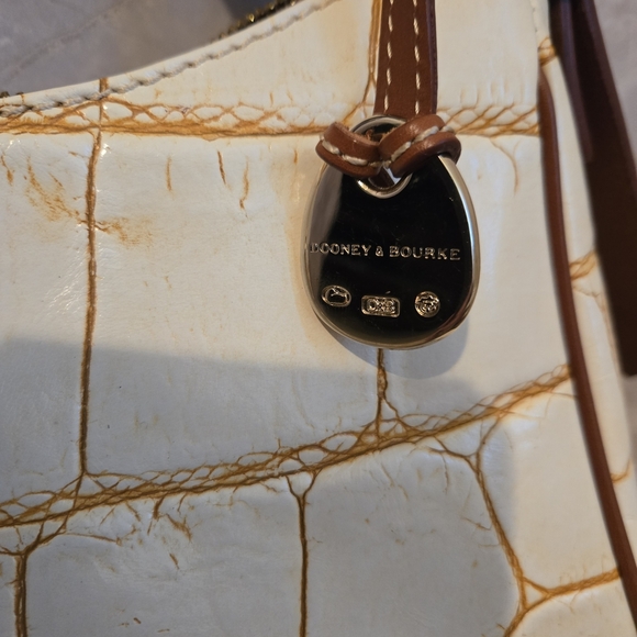 Dooney & Bourke White and Brown Croc-Embossed Women's Bag - Picture 7 of 15